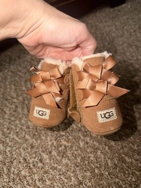 UGG Toddler Chestnut Suede Bow Booties